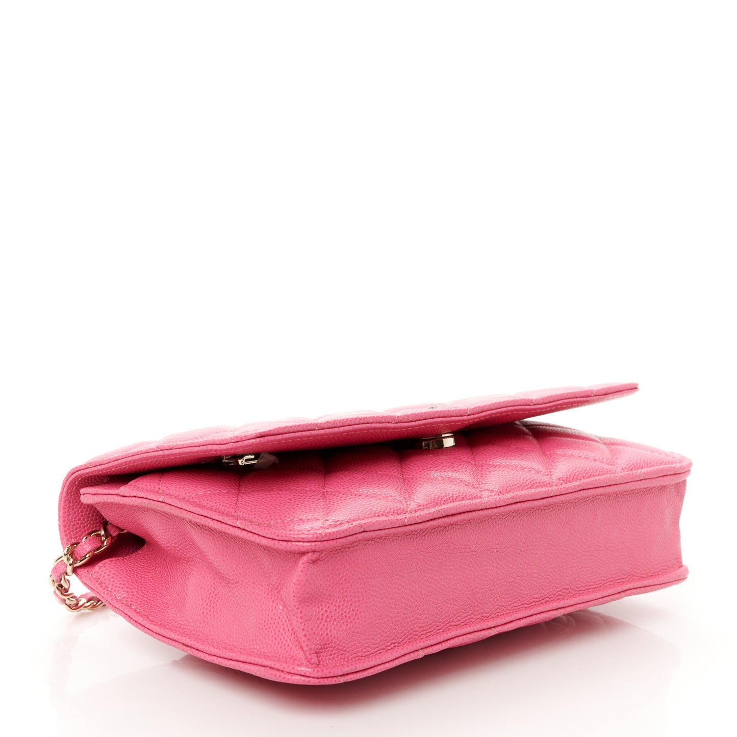 Caviar Quilted Wallet on Chain WOC Pink