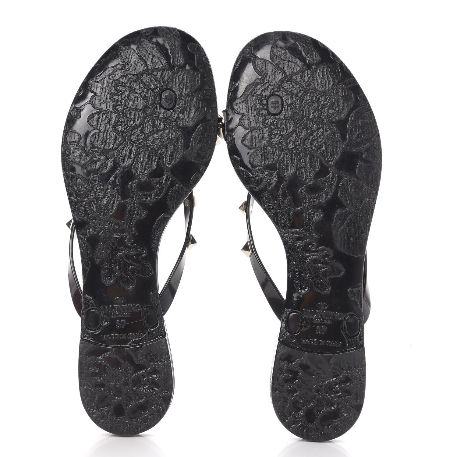 Valentino Garavani PVC Jelly Rockstud Bow Thong Sandals 37 Black 5 of 8