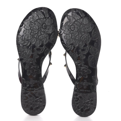 Valentino Garavani PVC Jelly Rockstud Bow Thong Sandals 37 Black 5 of 8