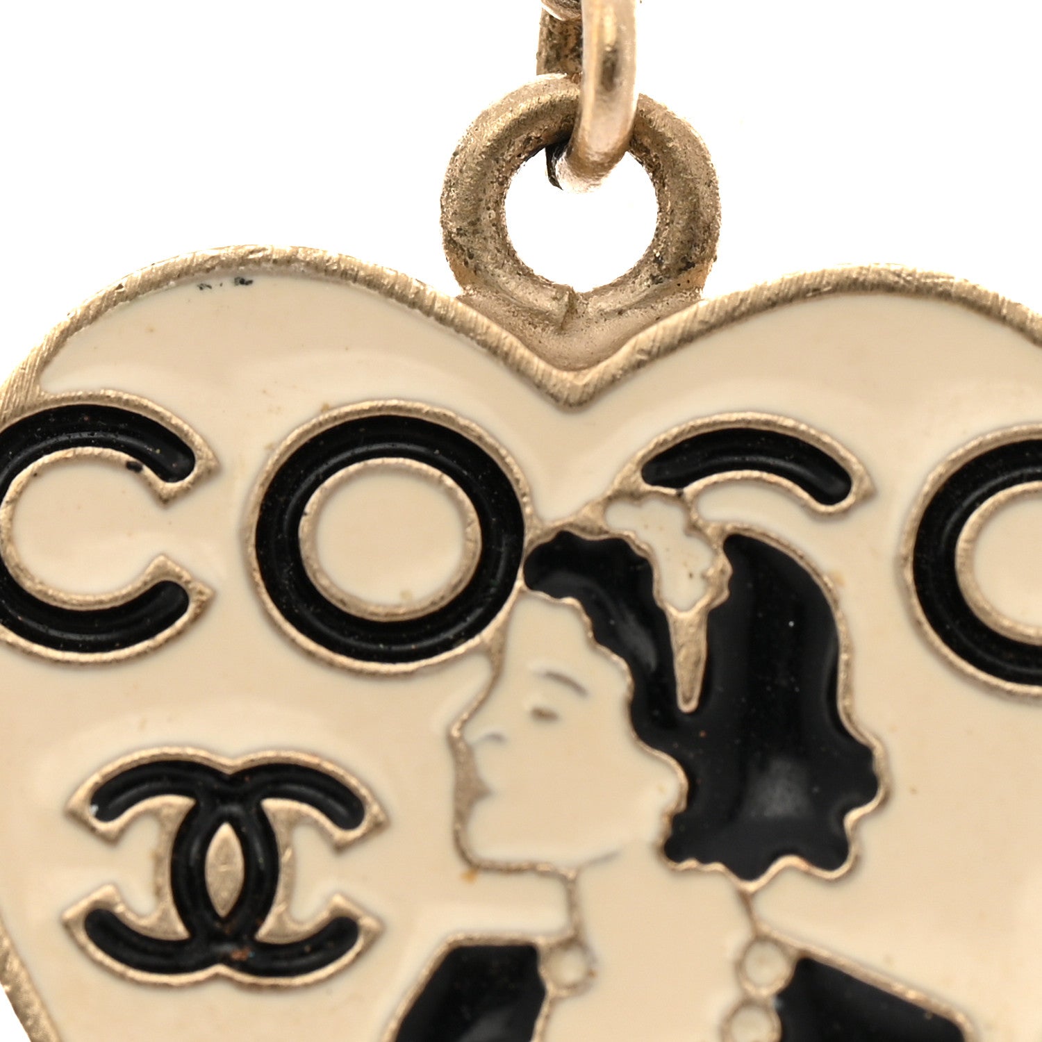 Chanel Enamel Coco Mademoiselle Heart Dangle Earrings Black Gold 5 of 5