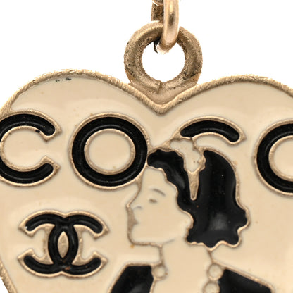 Chanel Enamel Coco Mademoiselle Heart Dangle Earrings Black Gold 5 of 5