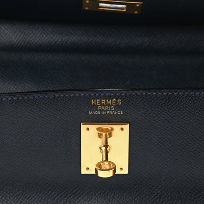 Hermes Courchevel Kelly Retourne 35 Bleu Marine 5 of 15