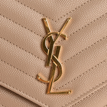 Saint Laurent Grain De Poudre Matelasse Chevron Monogram Envelope Clutch Dark Beige 11 of 11