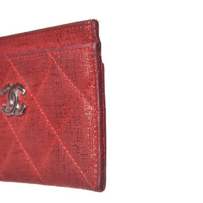 Chanel Iridescent Calfskin Quilted Card Holder Red 13 of 14