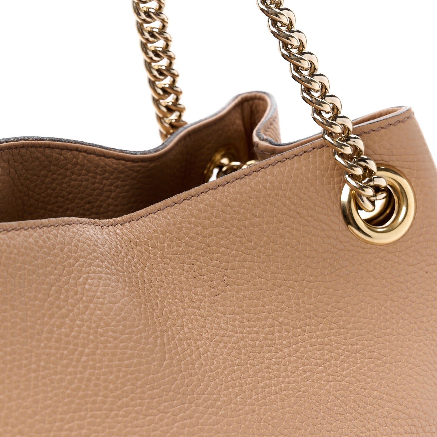 Pebbled Calfskin Medium Soho Chain Shoulder Bag Camelia