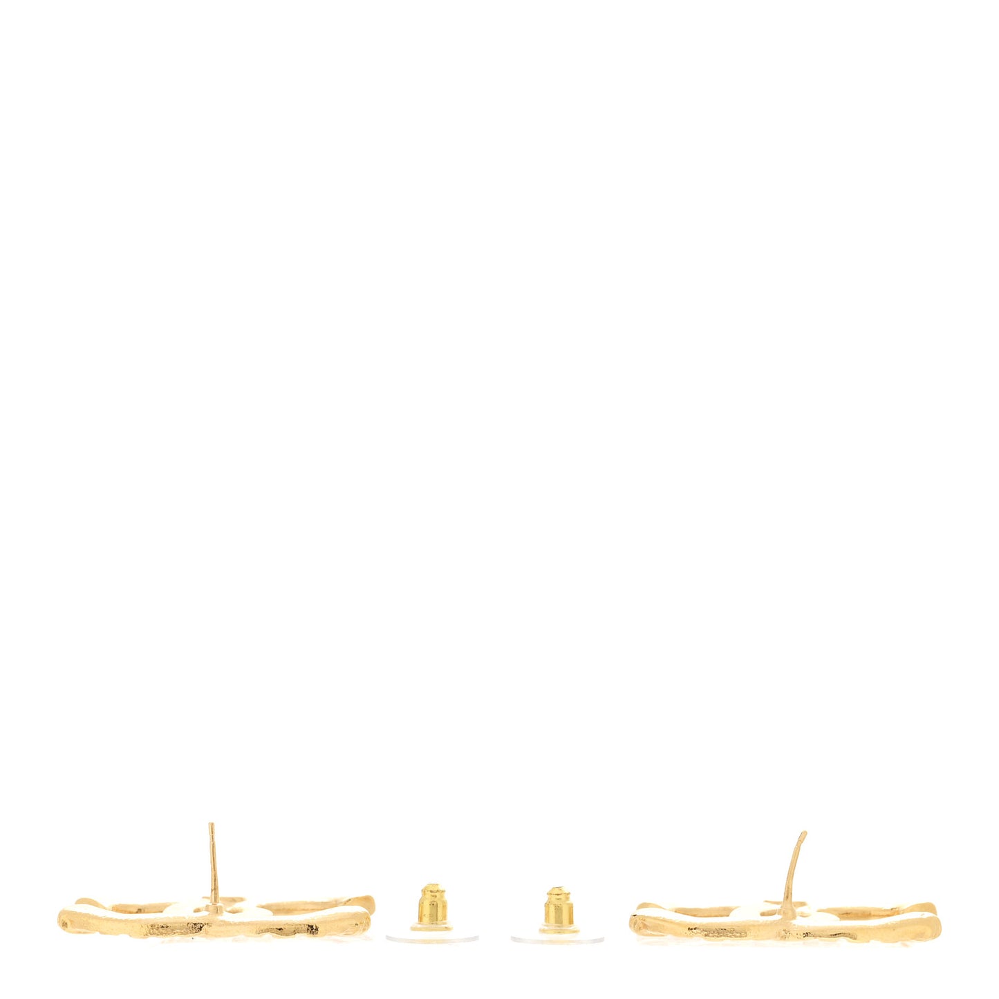 Metal Tweed Effect CC Earrings Gold