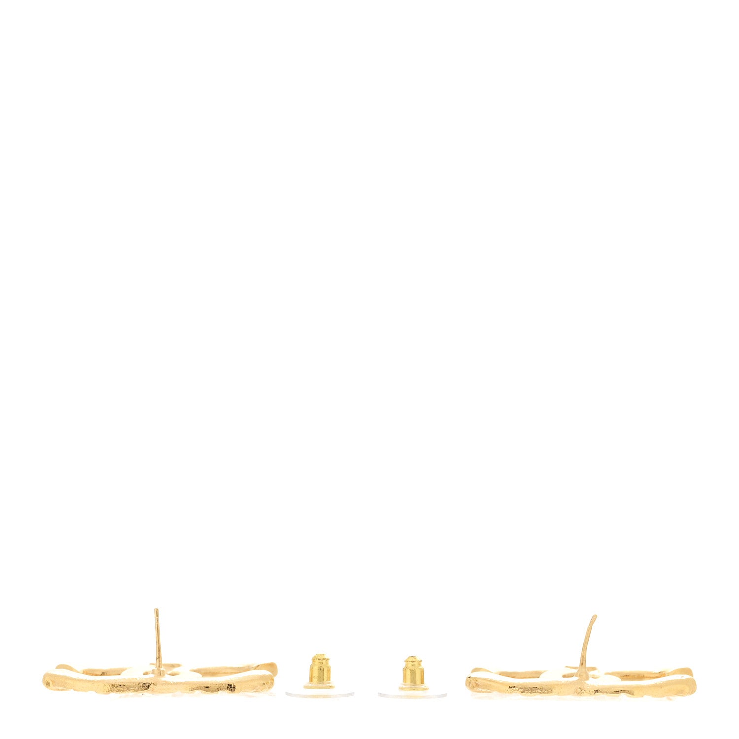 Chanel Metal Tweed Effect CC Earrings Gold 3 of 4