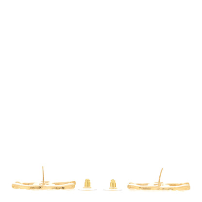 Chanel Metal Tweed Effect CC Earrings Gold 3 of 4