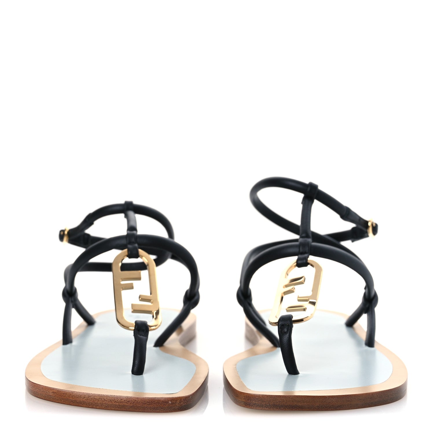 Fendi Nappa O’Lock Flat Thong Sandals 37 Black 3 of 13