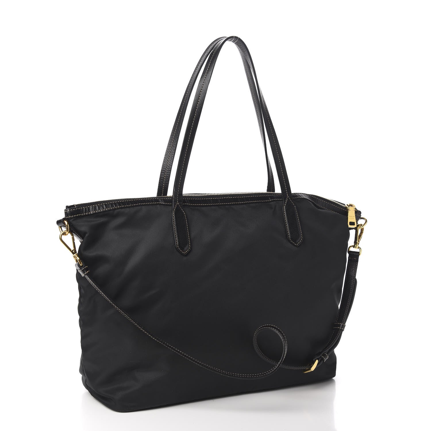 Prada Tessuto Nylon Saffiano Tote Black 2 of 9