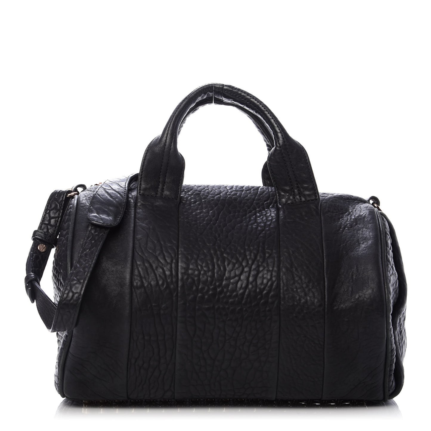 Pebbled Lambskin Rocco Black Rose Gold Hardware