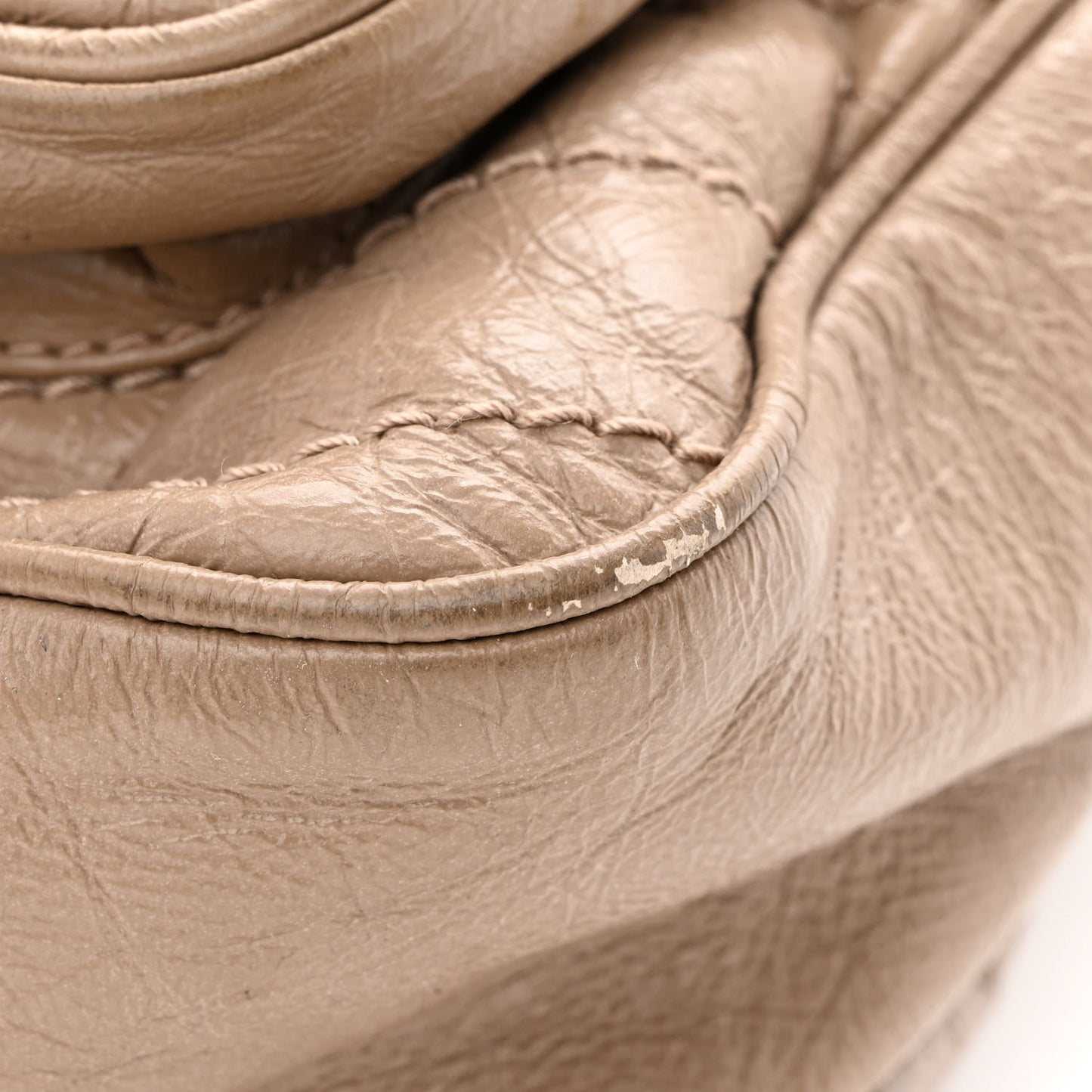 Crinkled Calfskin Matelasse Monogram Large Niki Chain Satchel Light Taupe