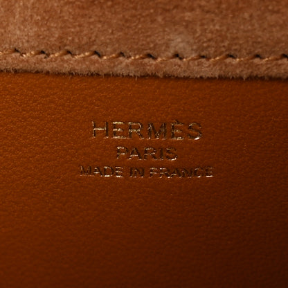 Hermes Veau Doblis Suede Kelly Cut Clutch Pochette Ocre 6 of 11