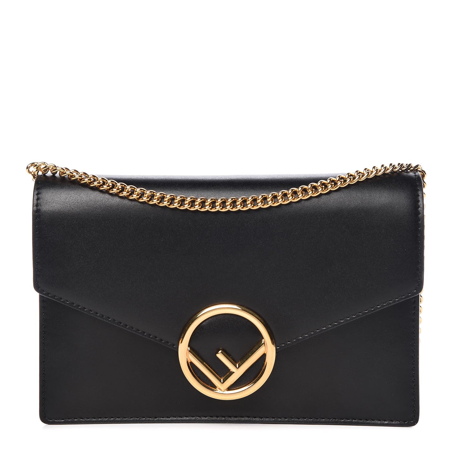 Vitello Liberty Lucido F is Fendi Medium Envelope Wallet on Chain Black