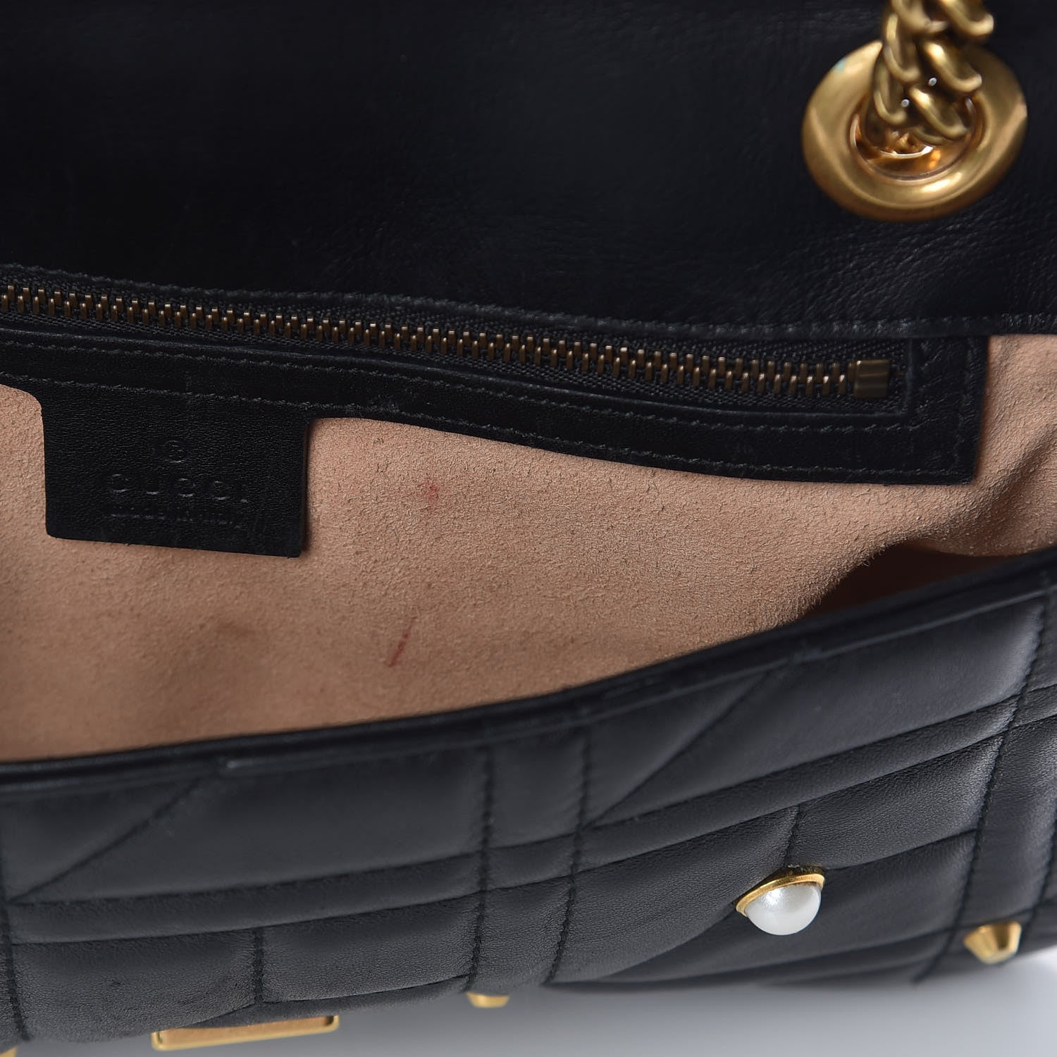 Gucci Calfskin Matelasse Studded Small Pearly GG Marmont Shoulder Bag Black 15 of 15