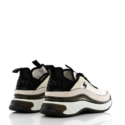 Chanel Velvet Calfskin Mixed Fibers CC Sneakers 38.5 Ivory Black 4 of 12