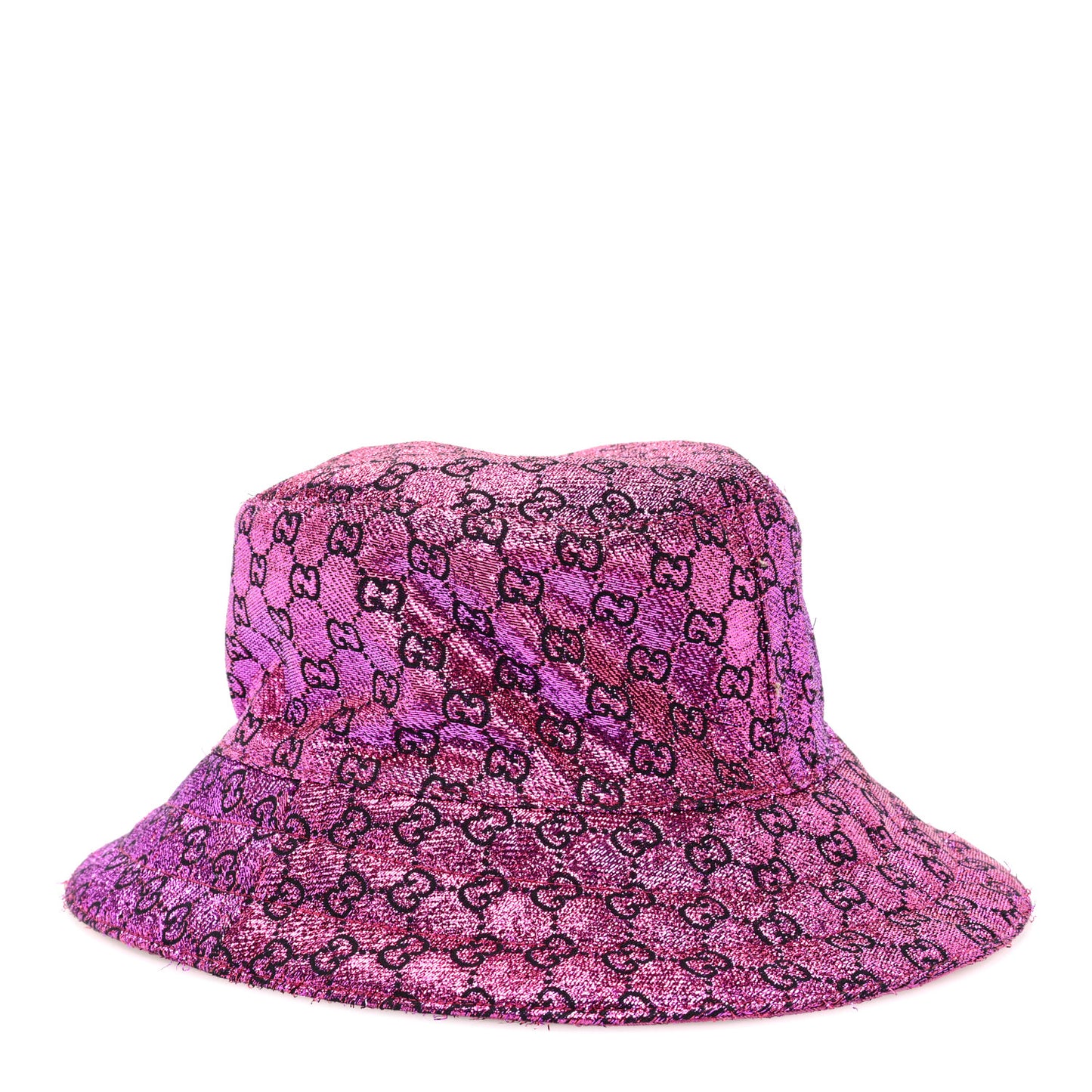 Canvas Lame GG Monogram Reversible Bucket Hat Fuxia Pink