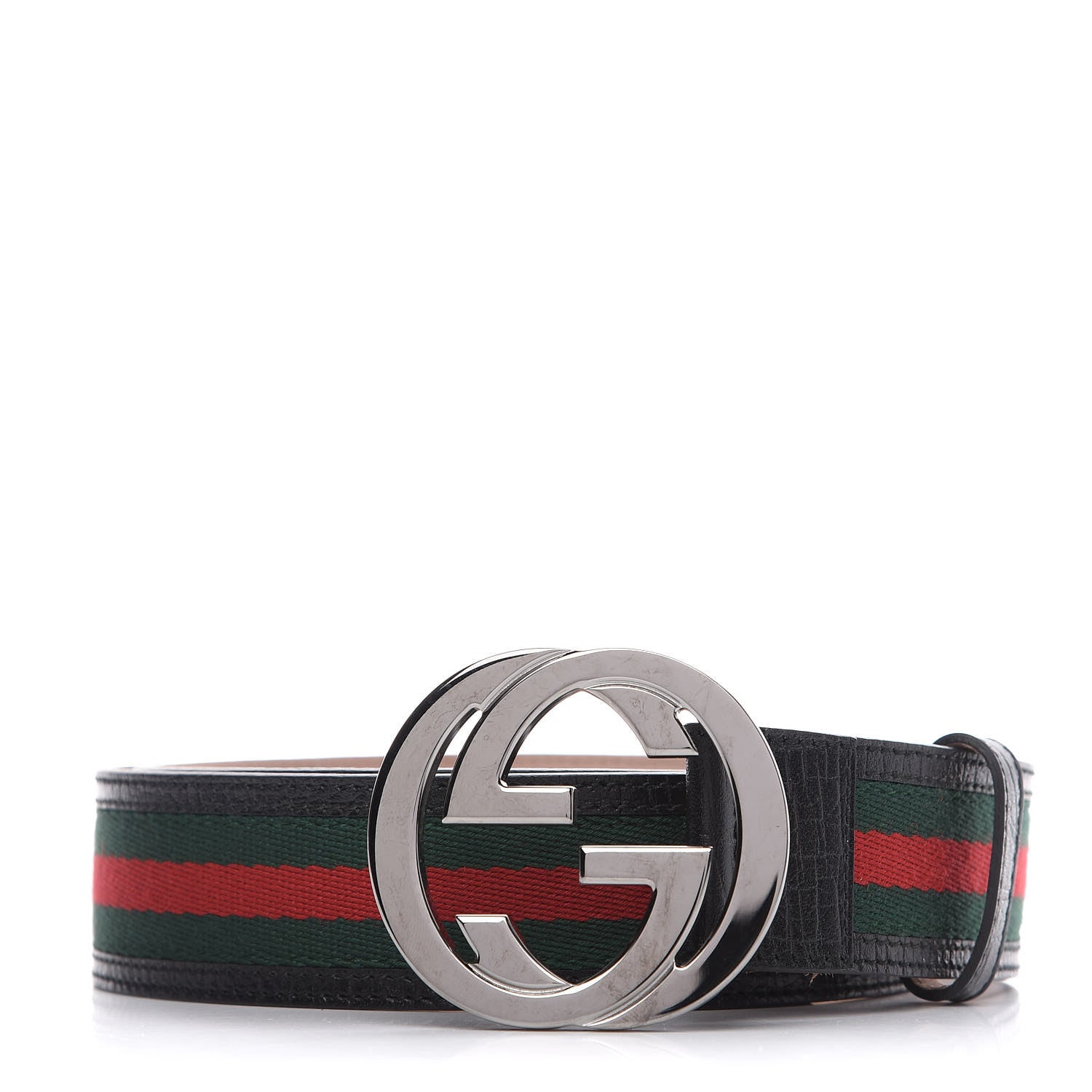 Gucci Calfskin Web Interlocking G Belt 90 36 Black 1 of 6