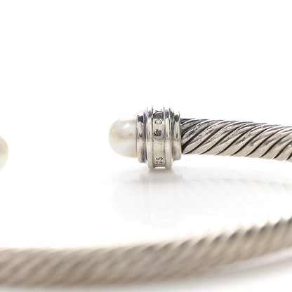 David Yurman Sterling Silver Diamond Pearl 5mm Cable Classics Princess Bracelet 5 of 5