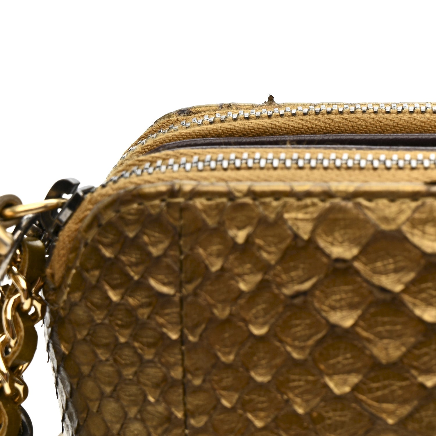 Chanel Metallic Snakeskin Small Gabrielle Clutch With Chain Gold 14 of 15