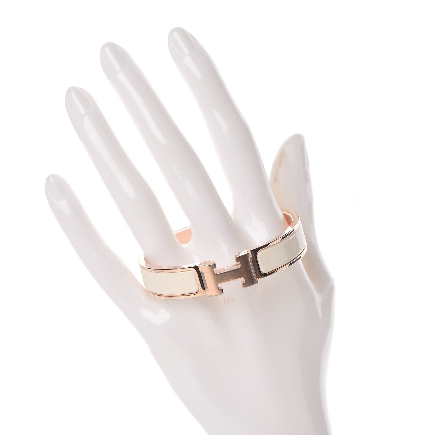 Hermes Enamel Narrow Clic Clac H Bracelet PM Craie 2 of 5