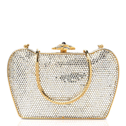 Judith Leiber Swarovski Crystal Minaudiere Clutch Gold Silver 3 of 13