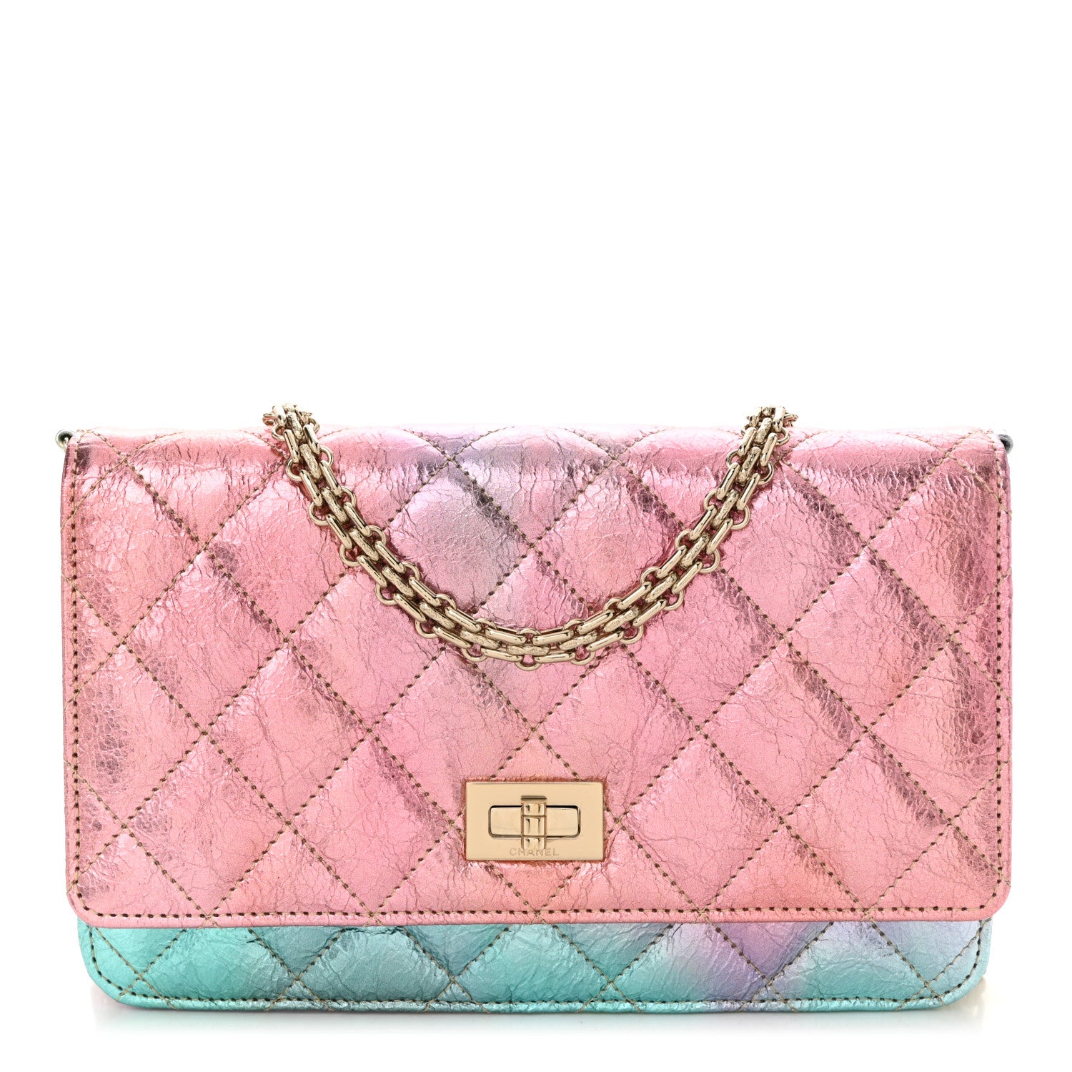 Chanel Metallic Goatskin Quilted 2.55 Reissue Wallet on Chain WOC Multicolor 1 of 10