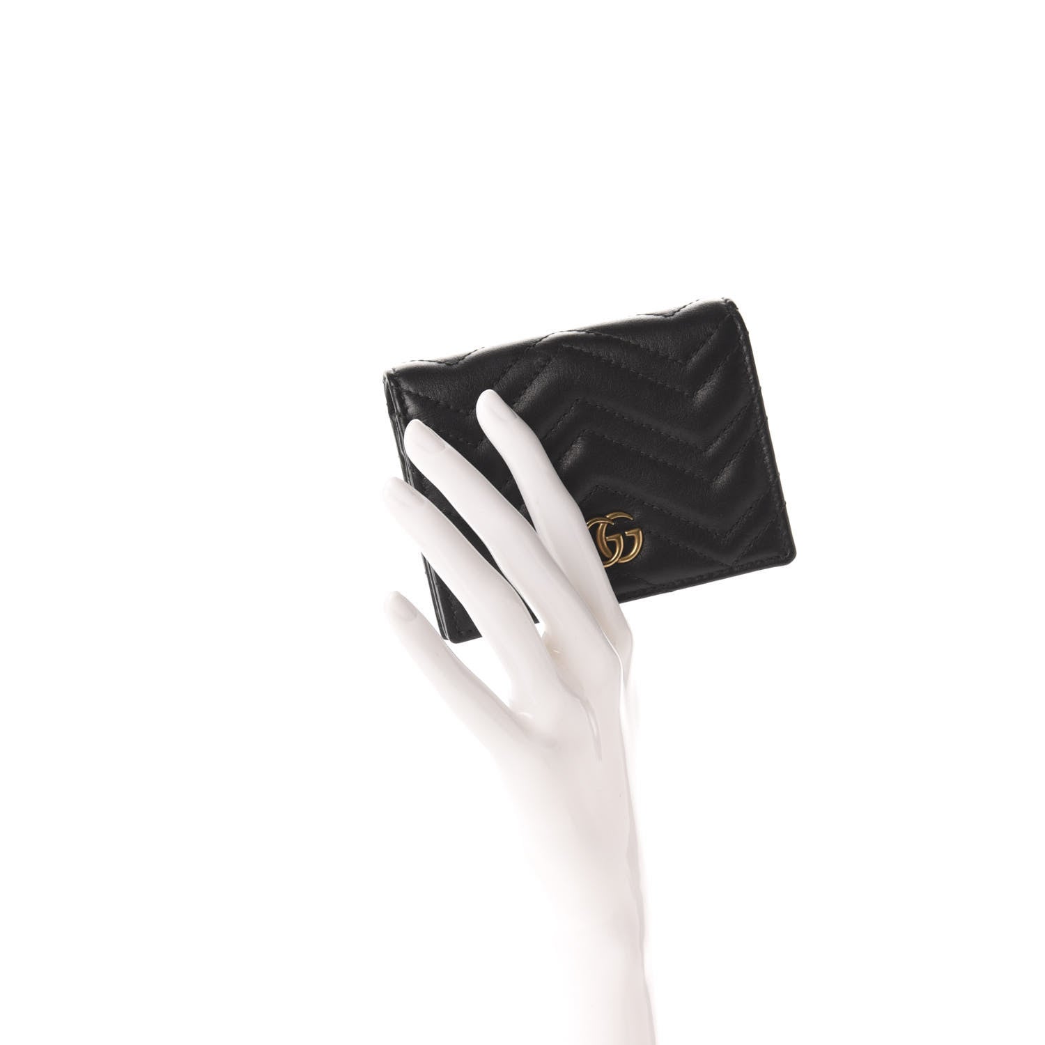 Gucci Calfskin Matelasse GG Marmont Card Case Wallet Black 2 of 12