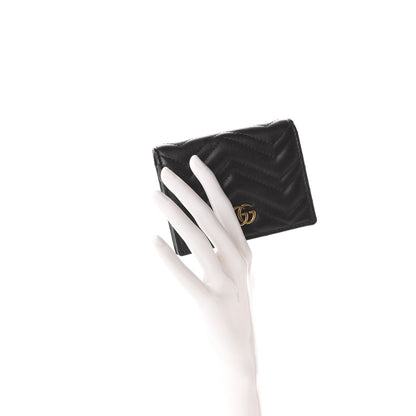 Gucci Calfskin Matelasse GG Marmont Card Case Wallet Black 2 of 12