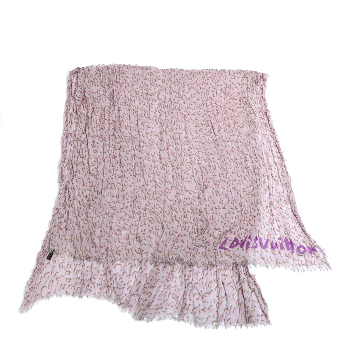 Louis Vuitton Cashmere Silk Leopard Etole Stole Pink 2 of 3
