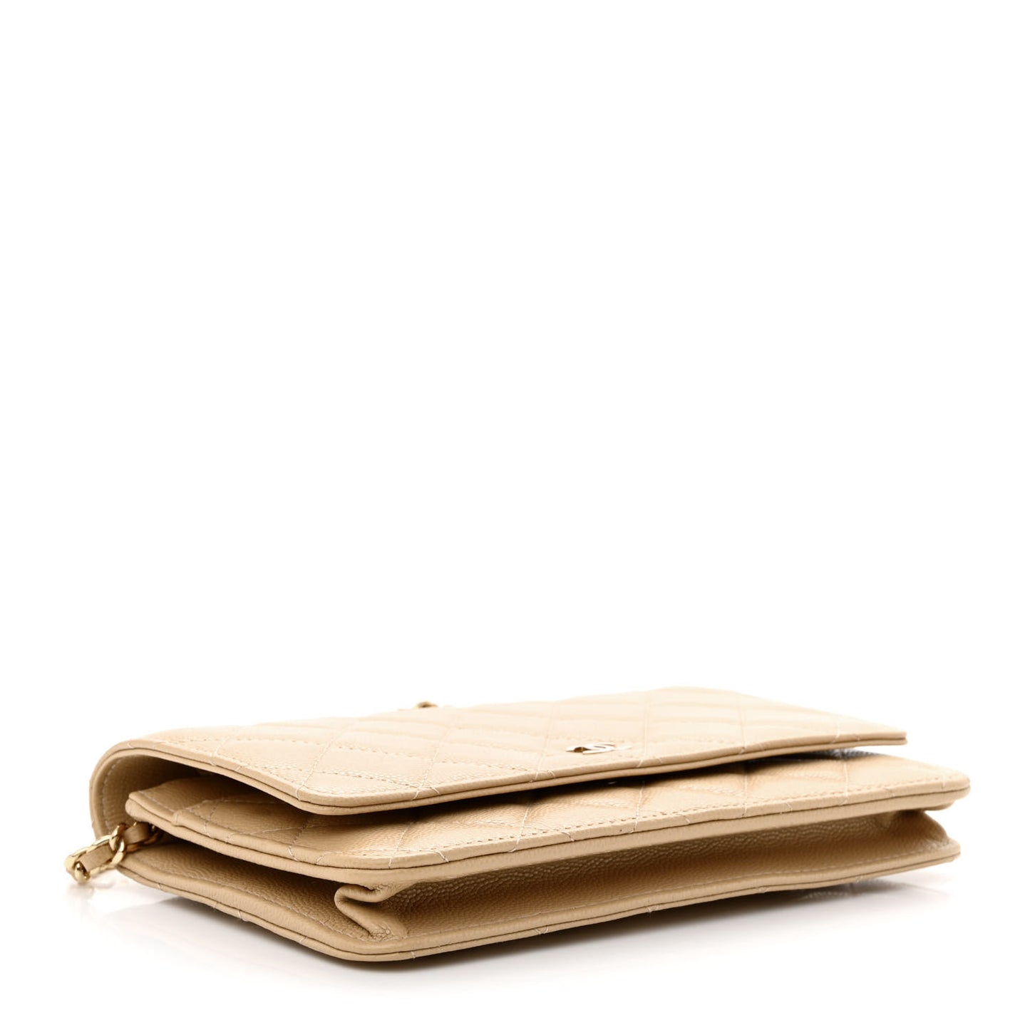Caviar Quilted Wallet On Chain WOC Beige