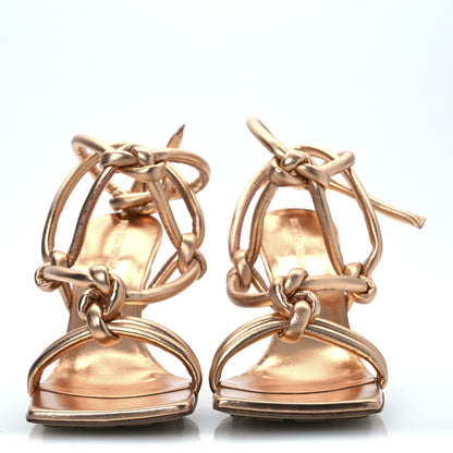 Bottega Veneta Metallic Nappa Dream Knotted Sandals 37.5 Gold Peach 6 of 24