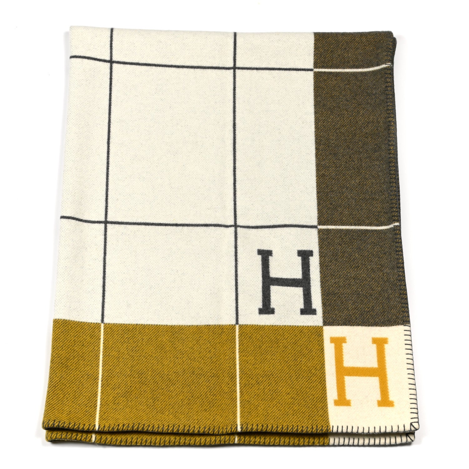 Hermes Wool Cashmere Avalon III Blanket Gris Soleil 1 of 3