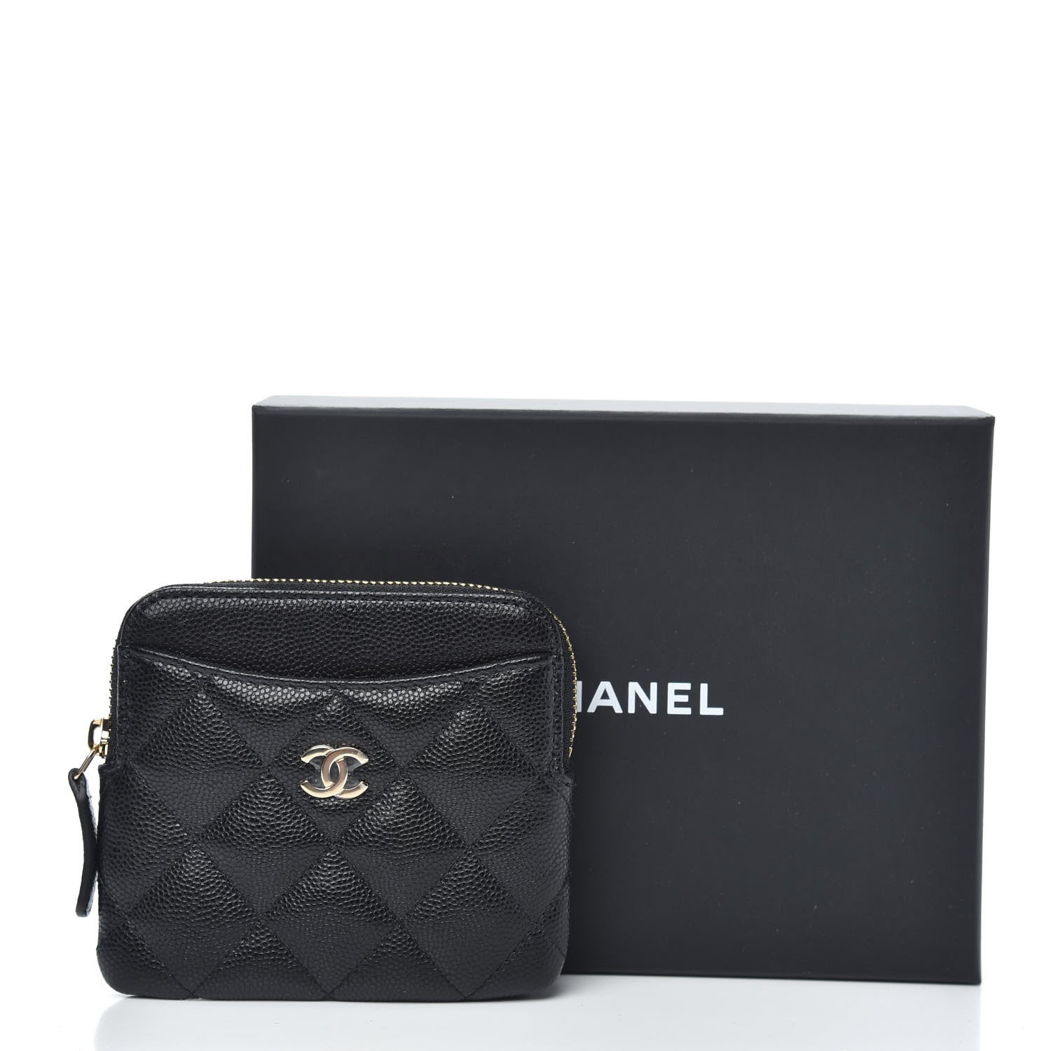 Chanel Caviar Quilted Zip Card Holder Wallet Black 8 of 8
