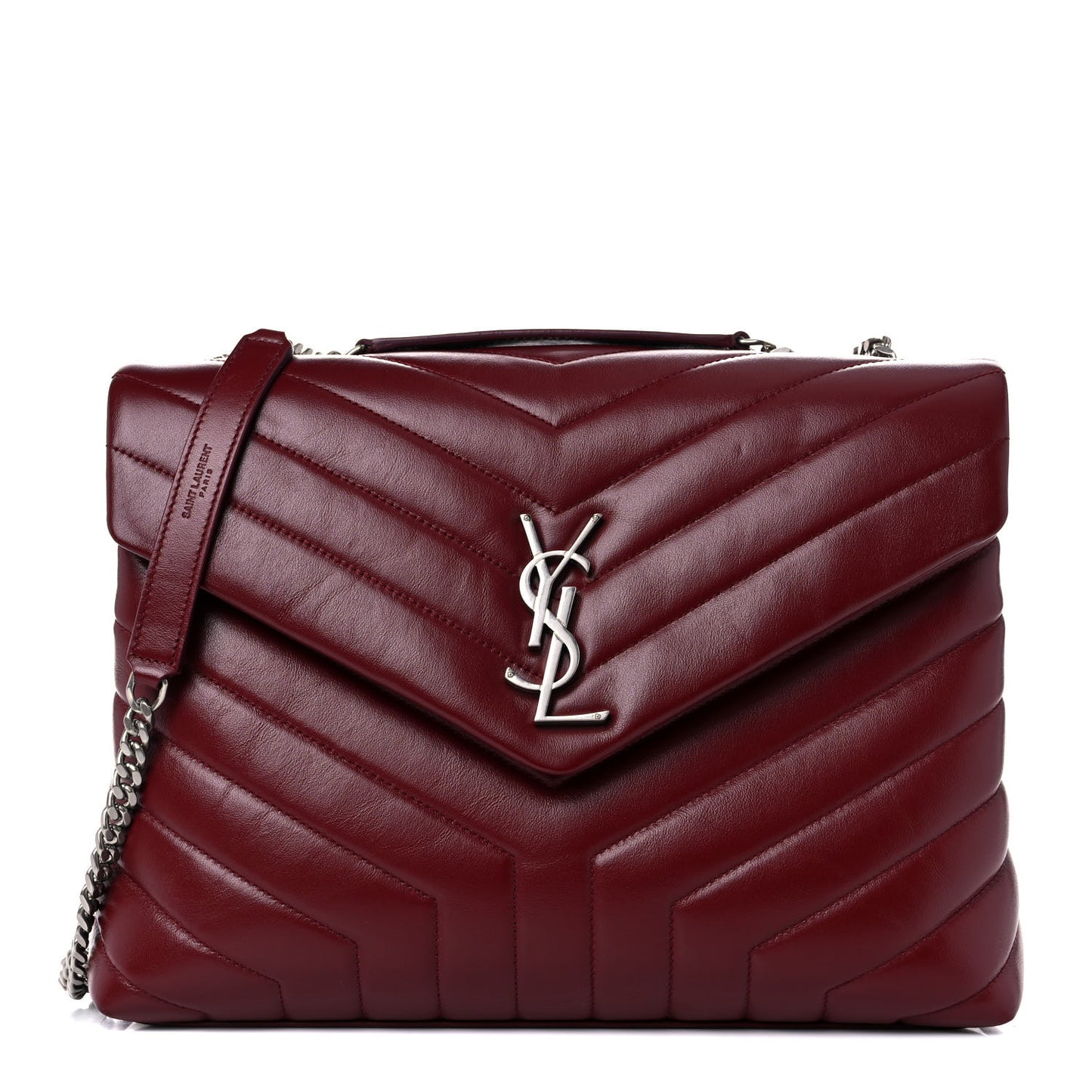 Calfskin Y Quilted Monogram Medium Loulou Chain Satchel Rouge Legion