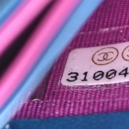 Chanel Lambskin Quilted Card Holder Blue Pink 7 of 11