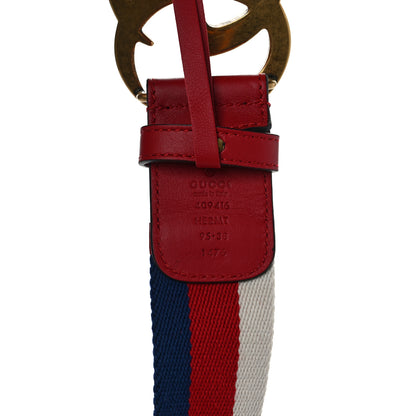 Gucci Nylon Calfskin Double G Web 40mm Belt 95 38 Blue Red White 3 of 5