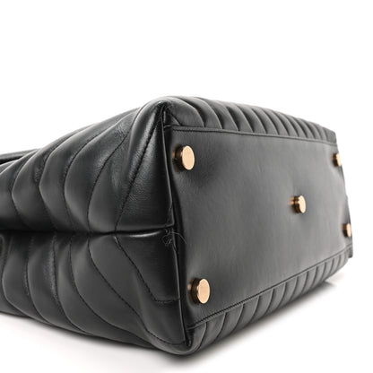 Saint Laurent Calfskin Y Quilted Monogram Large Loulou Chain Satchel Black 9 of 10