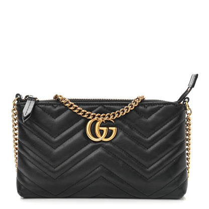 Gucci Calfskin Matelasse Mini GG Marmont Chain Bag Black 1 of 10
