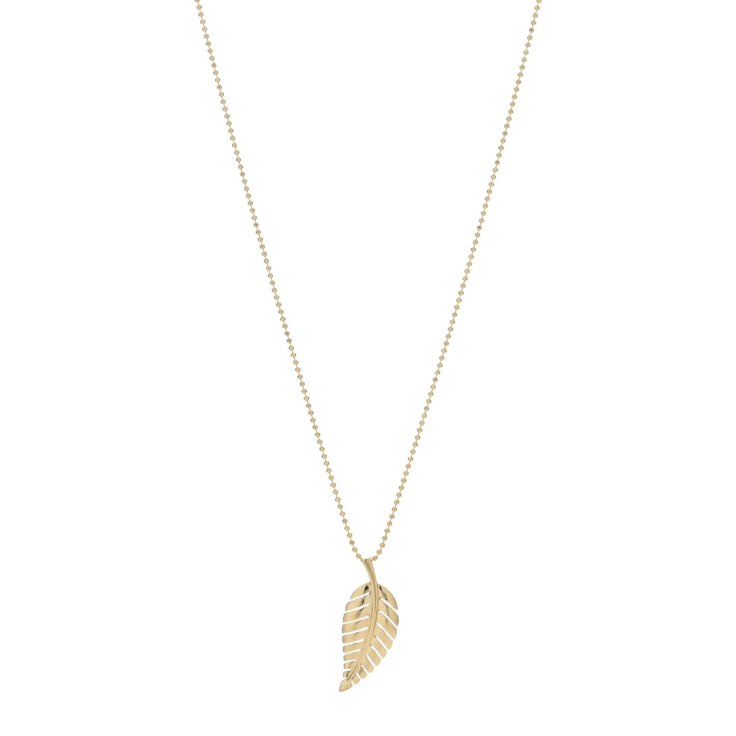 18K Yellow Gold Small Leaf Necklace