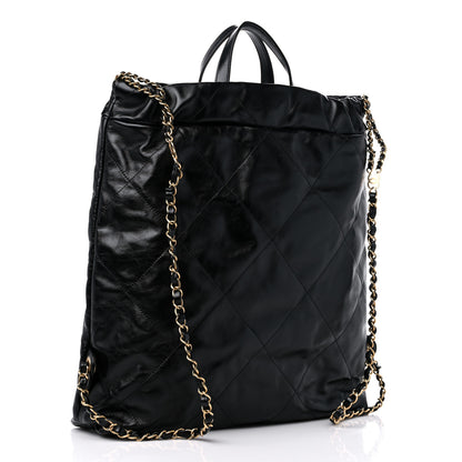 Chanel Shiny Calfskin Quilted Chanel 22 Backpack Black 3 of 10