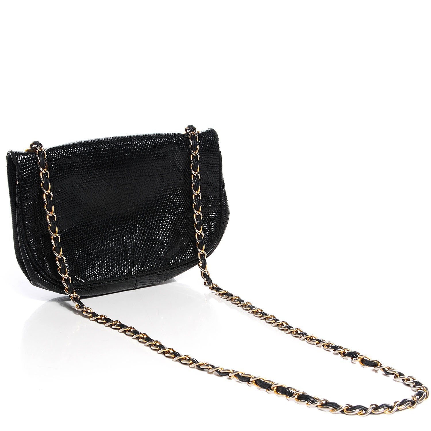 Chanel Lizard Mini Flap Shoulder Bag Black 3 of 11