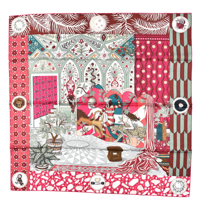 Hermes Silk La Danse Des Amazones Scarf 90 Fuchsia Vert White 1 of 5