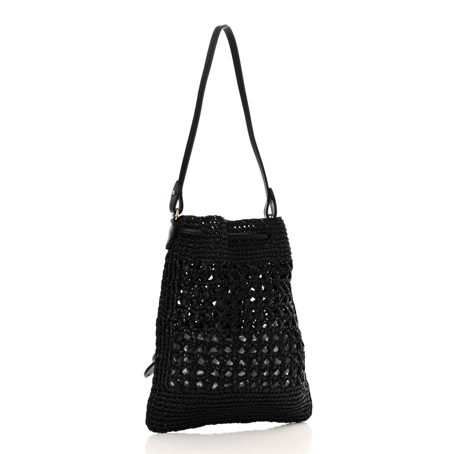 Raffia Shoulder Bag Black