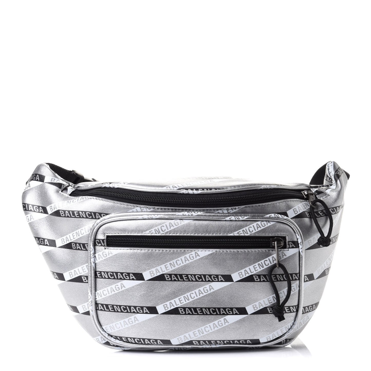 Metallic Calfskin Losange Monogram Explorer Belt Bag Silver Black White