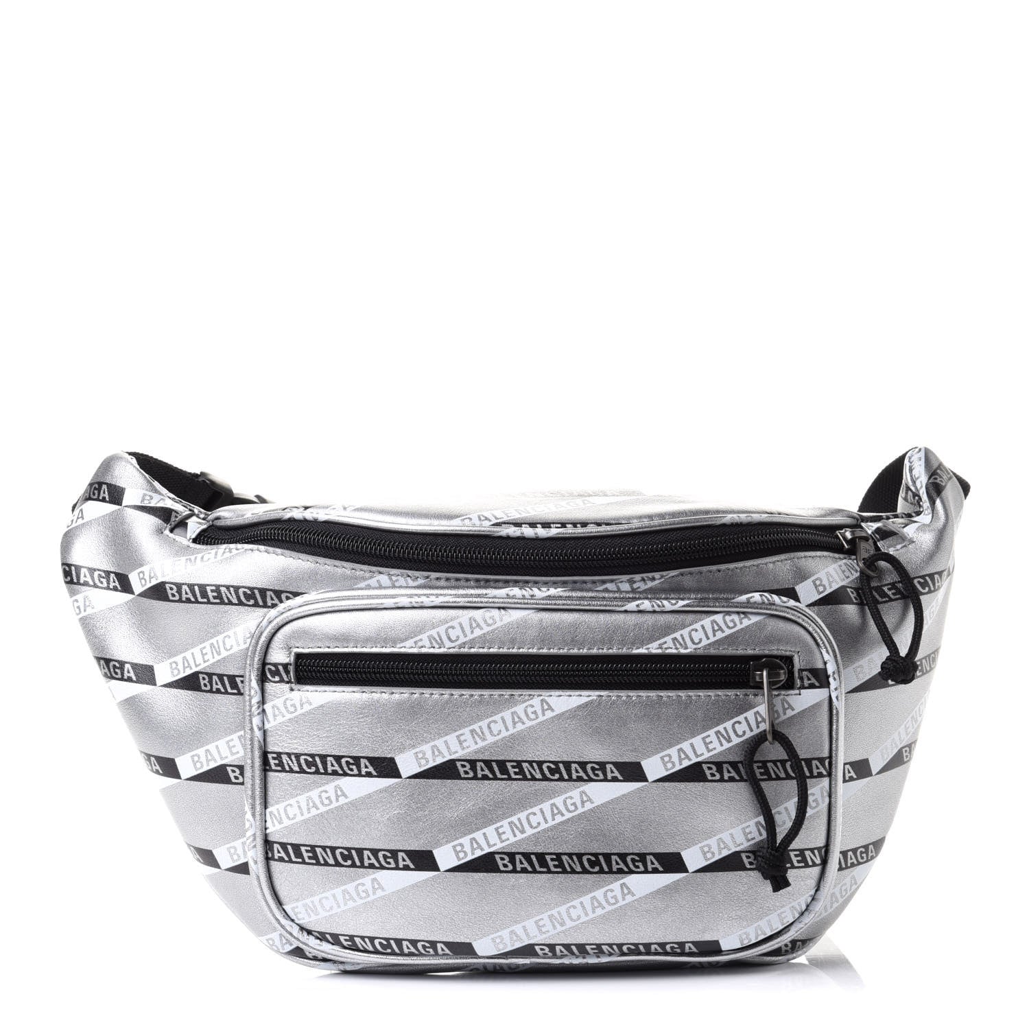 Balenciaga Metallic Calfskin Losange Monogram Explorer Belt Bag Silver Black White 1 of 9