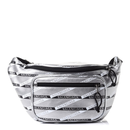 Balenciaga Metallic Calfskin Losange Monogram Explorer Belt Bag Silver Black White 1 of 9