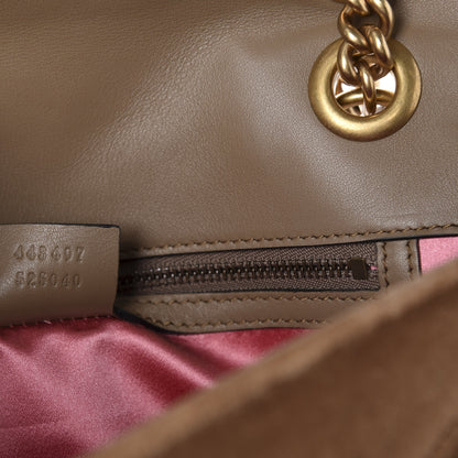 Gucci Velvet Matelasse Small GG Marmont Shoulder Bag Taupe 9 of 10