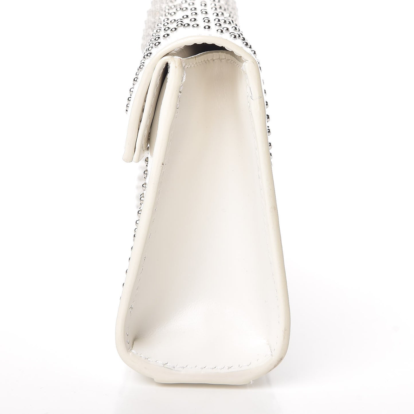 Calfskin Arabesque Studded Clutch White