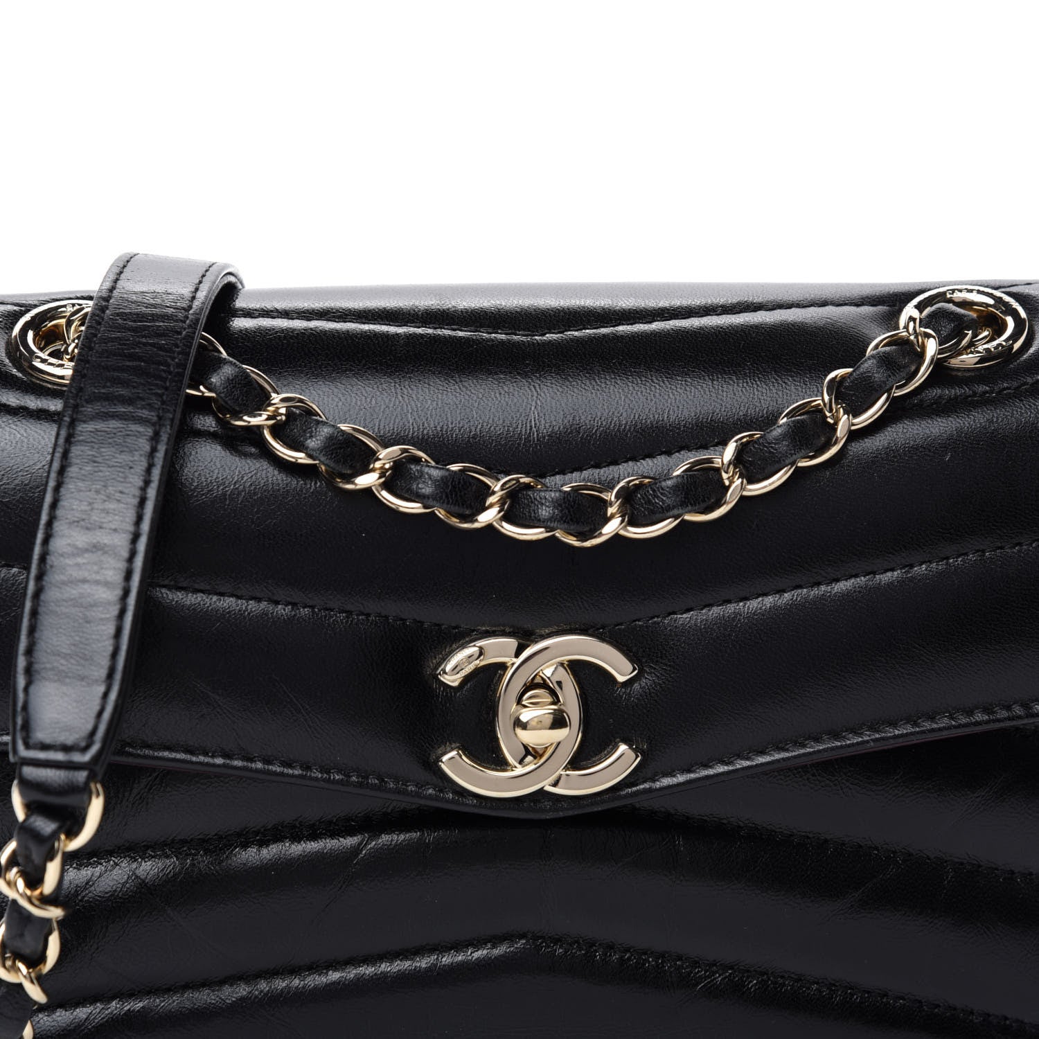 Chanel Shiny Lambskin Quilted Small Chevron Miroir Black 11 of 11